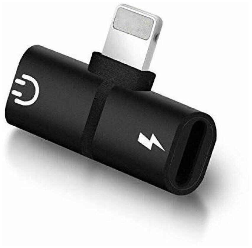 

Standard Sales 2 in 1 Mini Portable Charging Metal Splitter Audio Charge Adapter Convertor Compatible for IOS Devices (Black)
