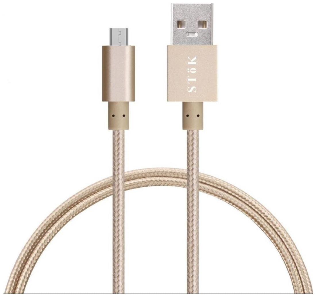 SToK Gold ST MUB1 A Micro USB Cable, 3.2 ft / 1 m Nylon Braided Extremely Tangle Free Durable Micro USB Cable High Speed Sync and Charging Data Cable