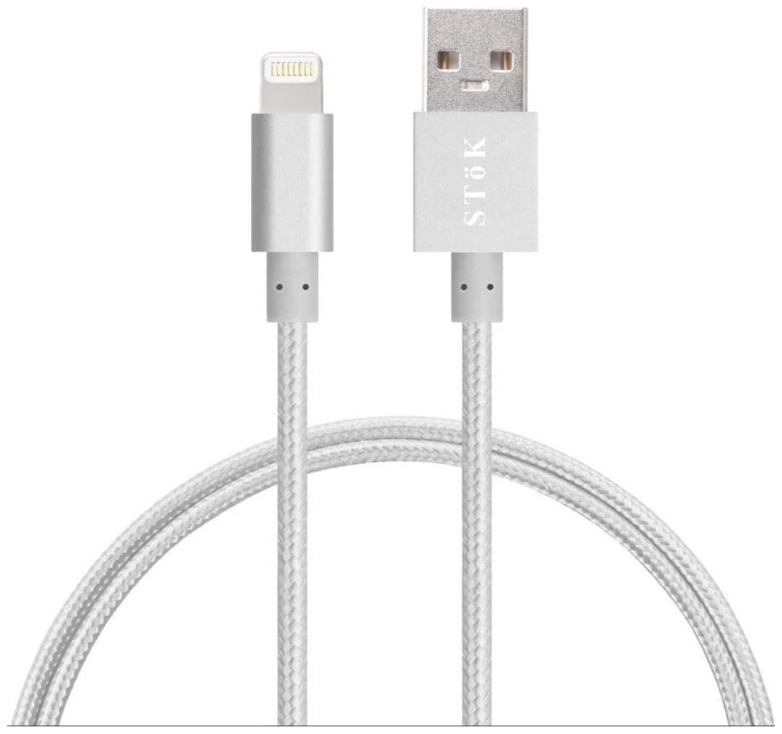 

SToK (LUCB1-S) Lightning 8 Pin Cable 0 97 m (3 2 ft) Extra Long Nylon Braided Cable High Speed Sync Charge Cord Wire for iPhone 6s 6 5 5s (SILVER)