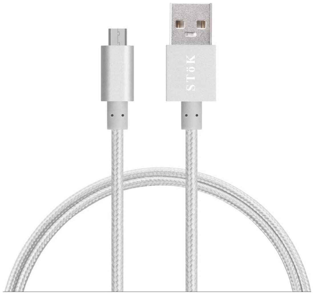 

SToK Silver ST-MUB1-A Micro USB Cable 3 2 ft 1 m Nylon Braided Extremely Tangle Free Durable Micro USB Cable High Speed Sync and Charging Data Cable