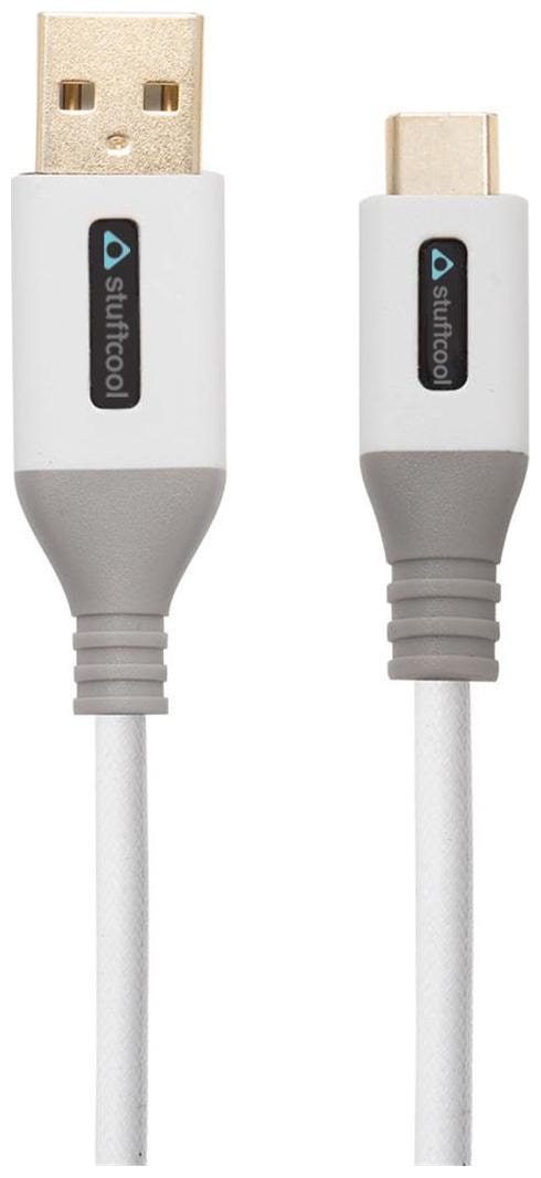 

Stuffcool Marq Nylon Braided 1M Long USB Type C to USB A 2 0 Cable for Type C Devices - White Grey