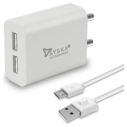 

Syska TC-3AD-WH 3 1 A Fast Charging Travel Adapter - 2 USB Ports