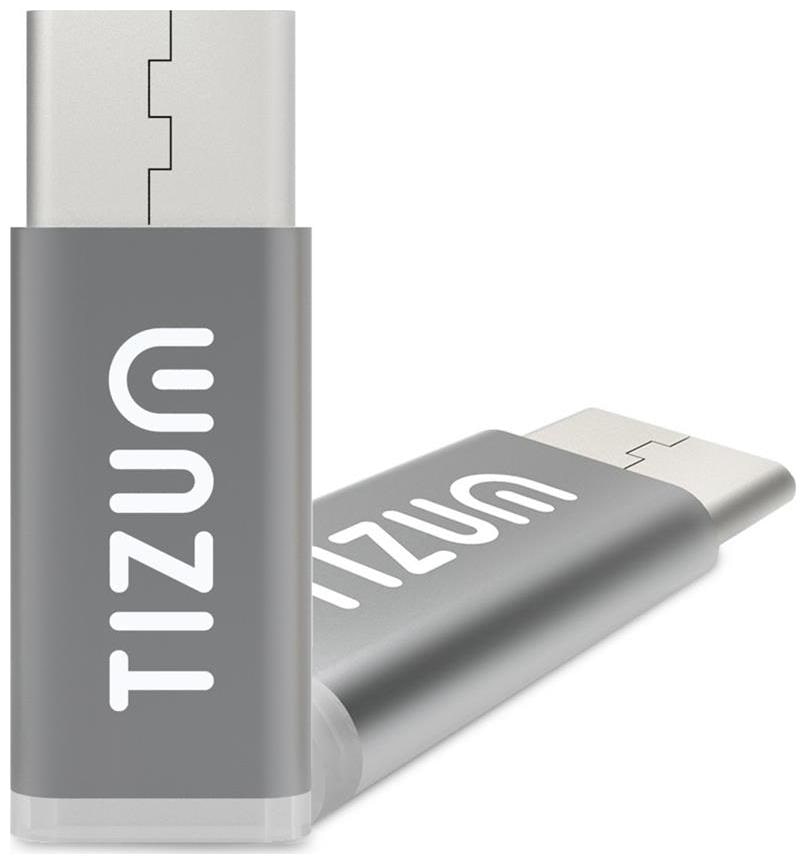 TIZUM Micro USB to USB C Adapter Works with MacBook, ChromeBook Pixel, Nexus 5X, Nexus 6P, Nokia N1, OnePlus 2 and More Grey by I Stuff 365