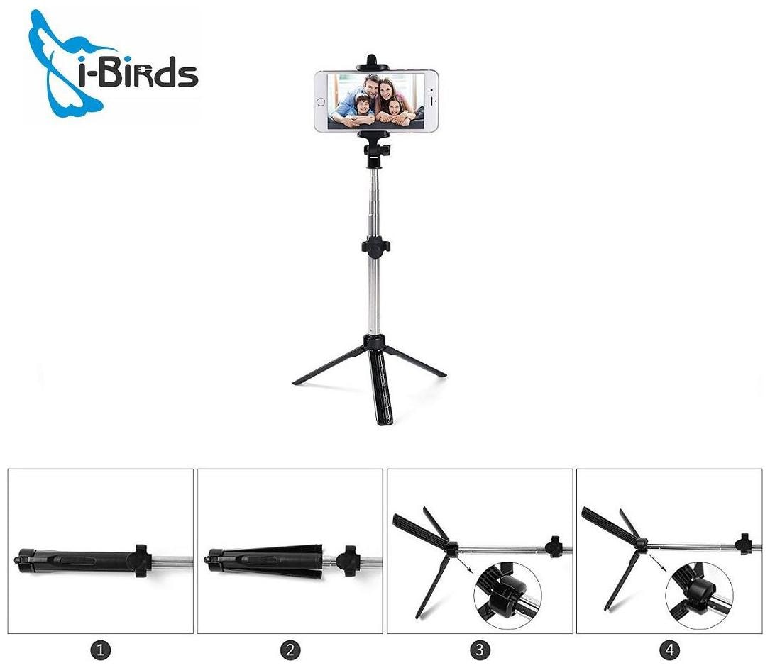 

Tripod Stand Selfie Stick For iPhone Android With Bluetooth Shutter Remote