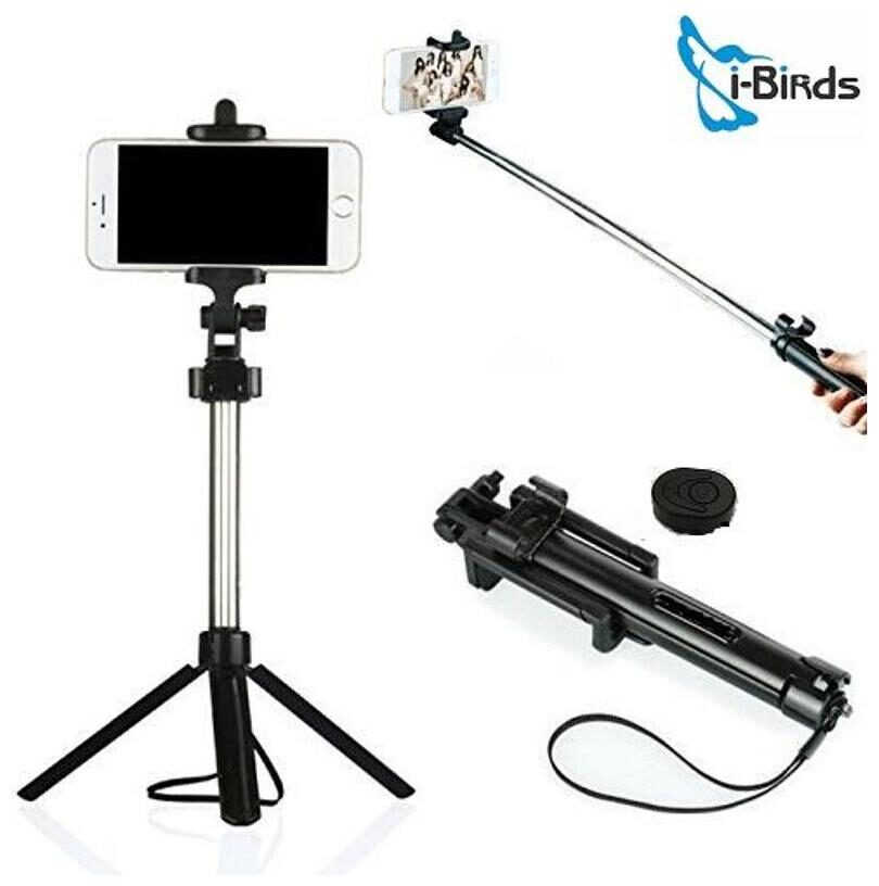 

Tripod Stand Selfie Stick For iPhone Android With Bluetooth Shutter Remote (Black Colour)