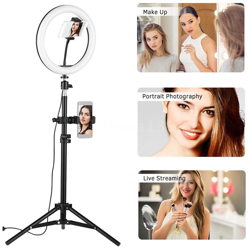 

TSV 10inch LED Selfie Ring Light with Tripod Stand Tabletop Stand Phone Holder for Making up Tiktok YouTube Videos Photography