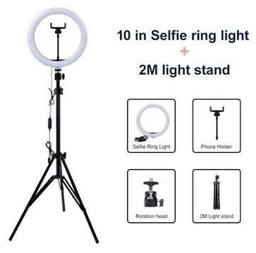 

TSV 10inch Ring Fill Selfie Led Light Studio Camera Ring Light Photo Phone Video Light Lamp with Tripods Stand (Black)