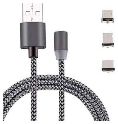 

TSV 3 in 1 Magnetic Glowing Cable Lighting Micro USB Type-C Cable For Iphone XOne PlusSamsung Android Silver