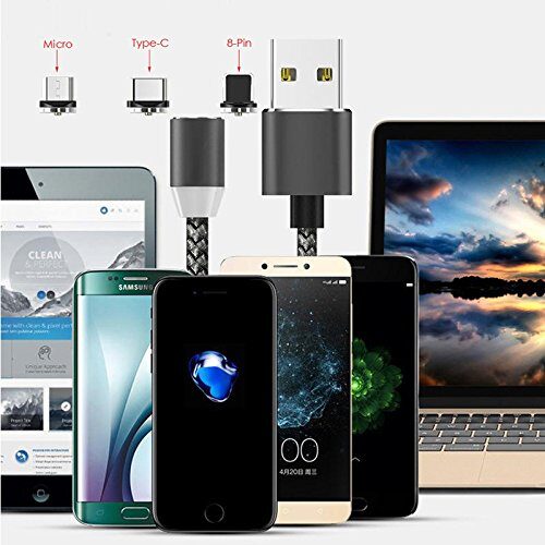 

TSV 3 in 1 Magnetic Glowing Cable Lighting Micro USB Type-C Cable for iPhone X OnePlus 6 5 5T Samsung S9 C9 S8 S8 Black