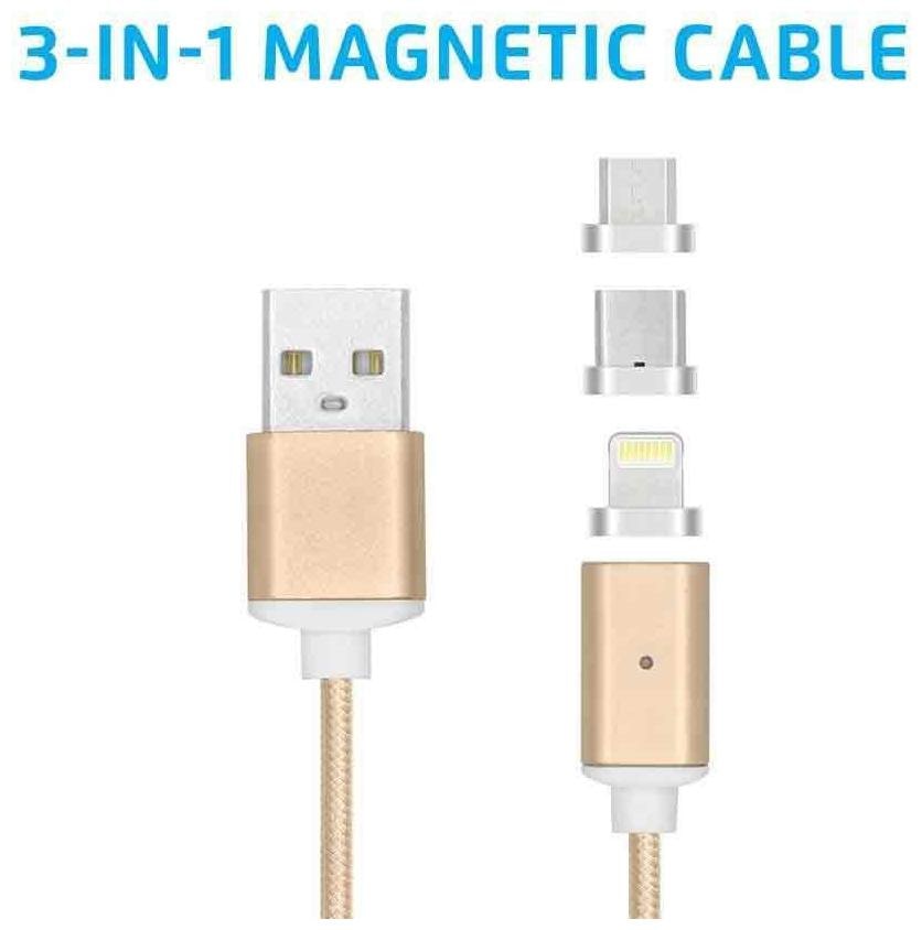 

TSV 3 in 1 Magnetic Glowing Cable Lighting Micro USB Type-C Cable for iPhone 7 Plus One Plus 5 Samsung Galaxy S9 DM-M12