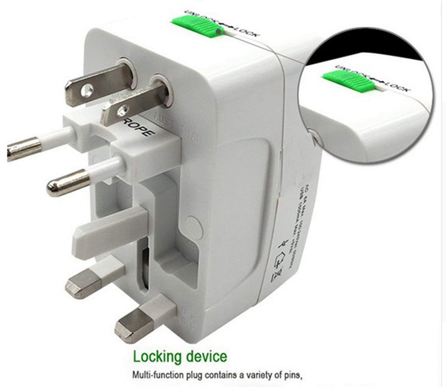 

TSV International All in One Universal World Wide Travel Charger Adapter Plug-White