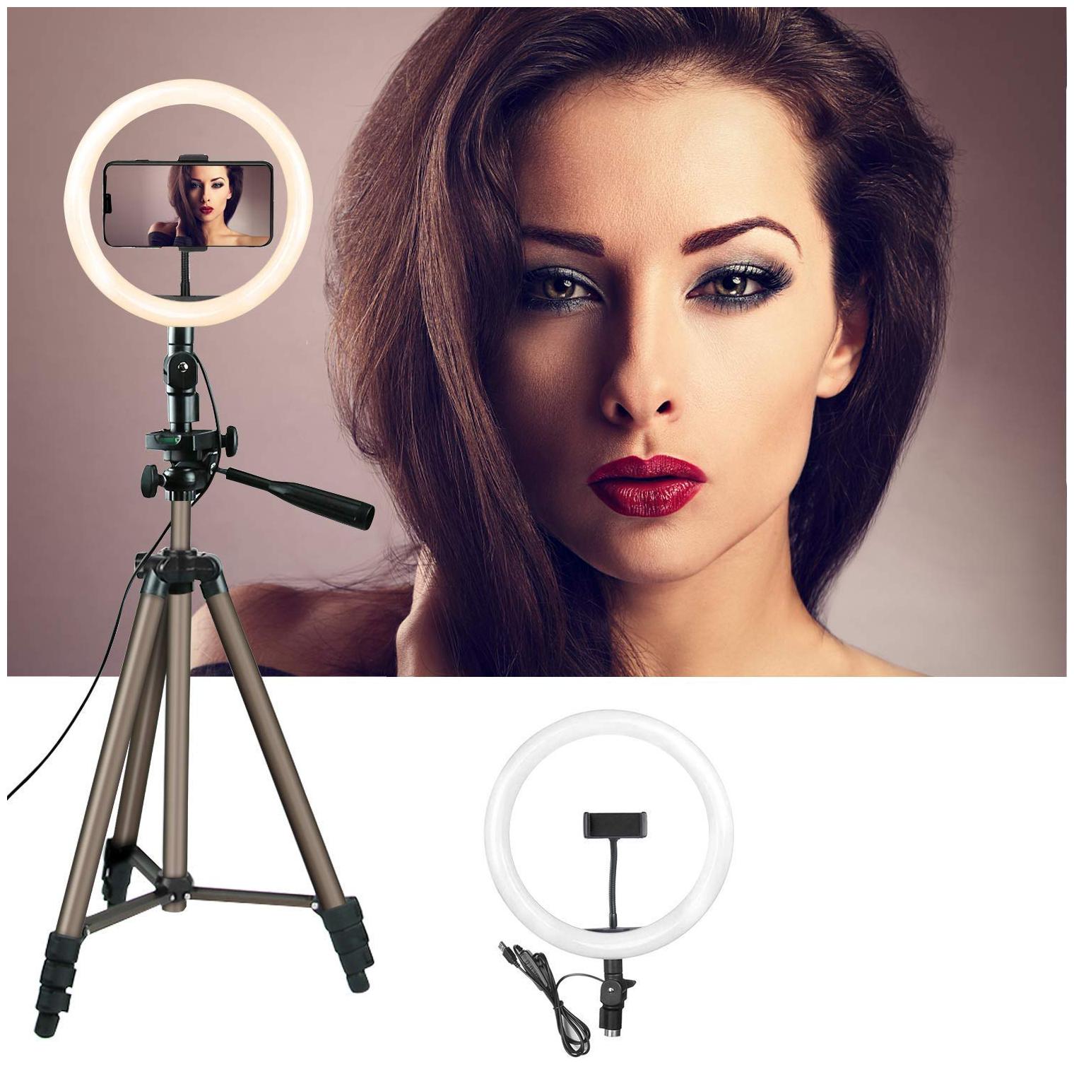 

TSV Selfie Ring Light 36 LED Dimmable Desk Makeup Ring Light with 3110 Tripod Stand and Phone Holder for Video