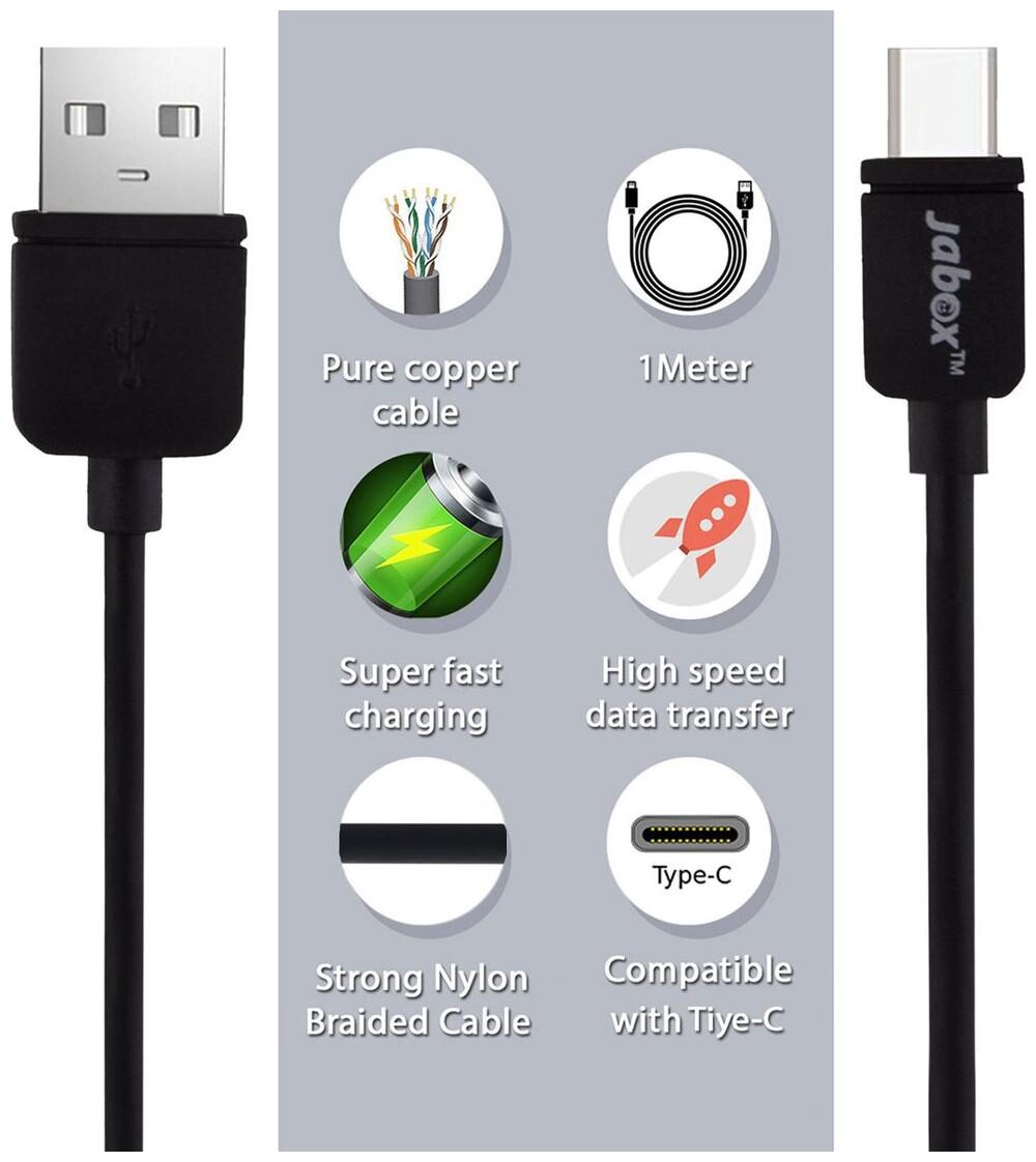

Type C Premium and Fast Charging Sync Data cable By Jabox