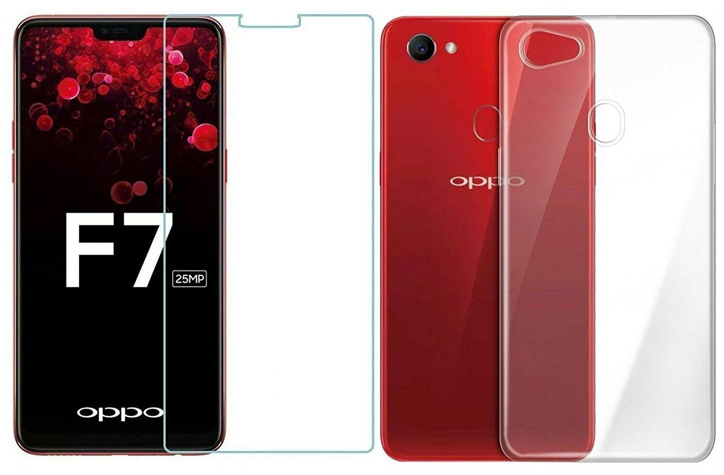 

oppo f7 Combo Transparent silicon back cover TEMPERED GLASS for oppo f7