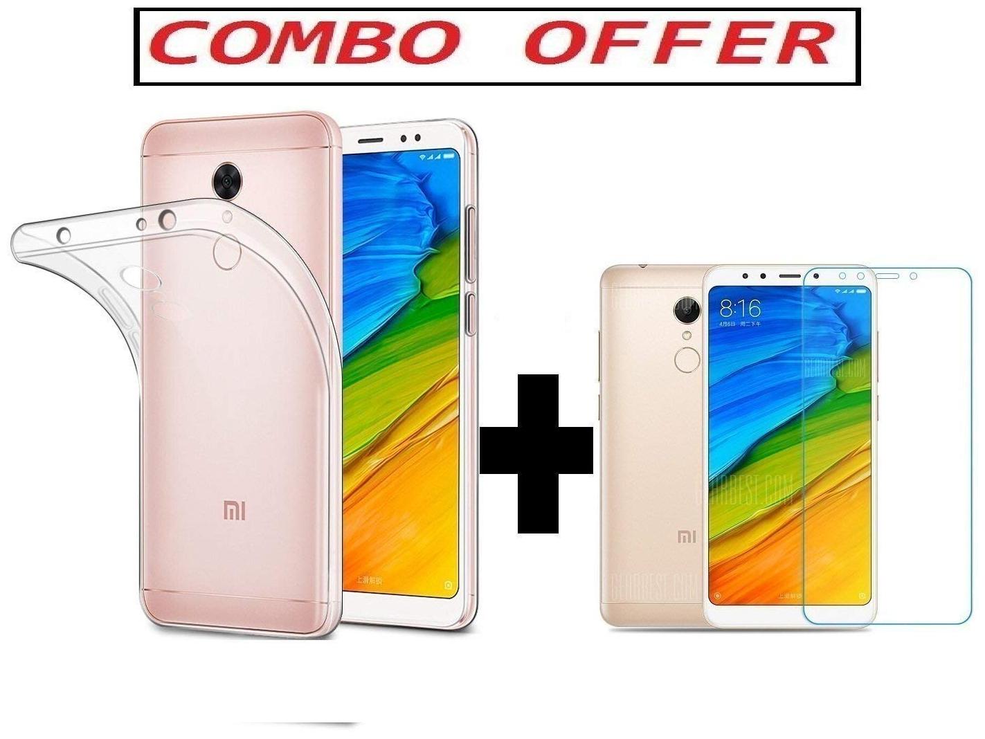

Redmi note 4 Combo Transparent silicon back cover TEMPERED GLASS for Redmi note 4