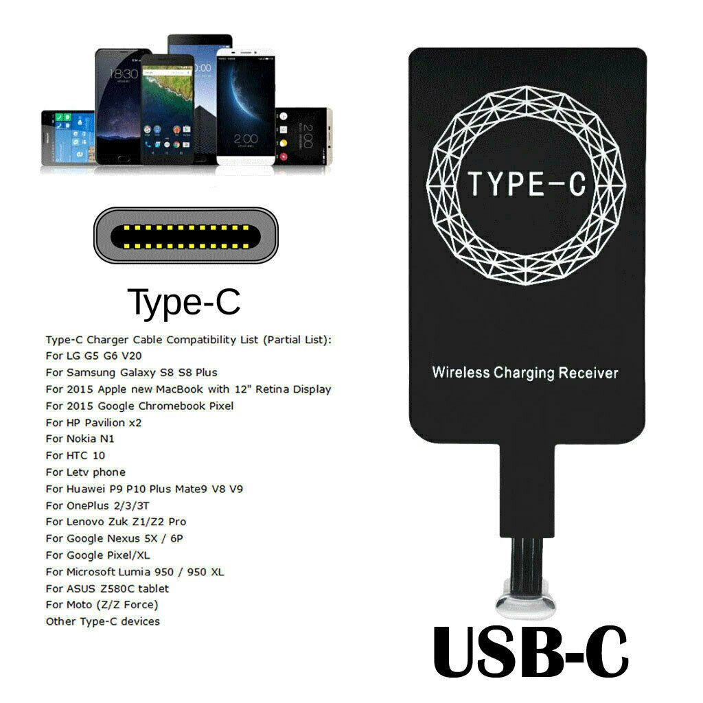 

Universal Type-C Qi Wireless Charging Receiver For Samsung Galaxy S8 S8 LG G5