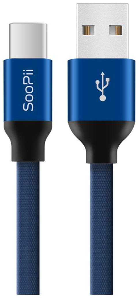 

USB type C Charging Sync data Cable - cloth braided 1 m long safety chip fast charging 6 month replacement warranty (Blue)