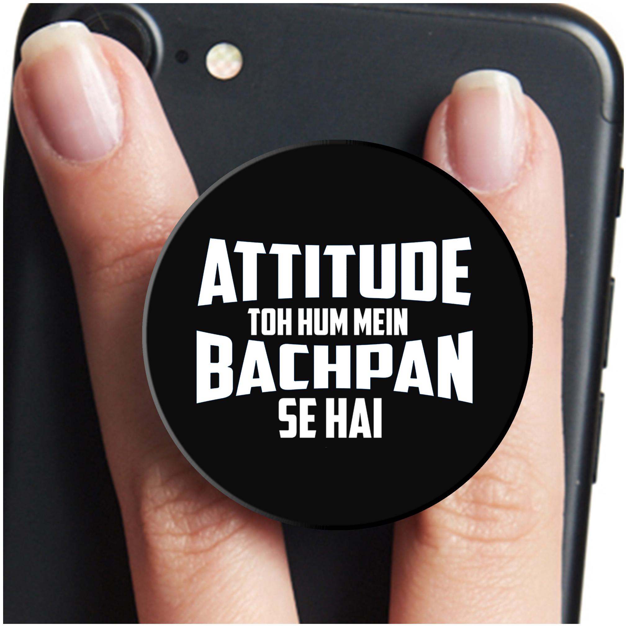 

VCR Attitude Toh Hum Mein Bachpan Se Hai Mobile Pop Up Holder for Your Phone Tablet Mobile Stand Holder Phone Grip Holder Black Colour Holder