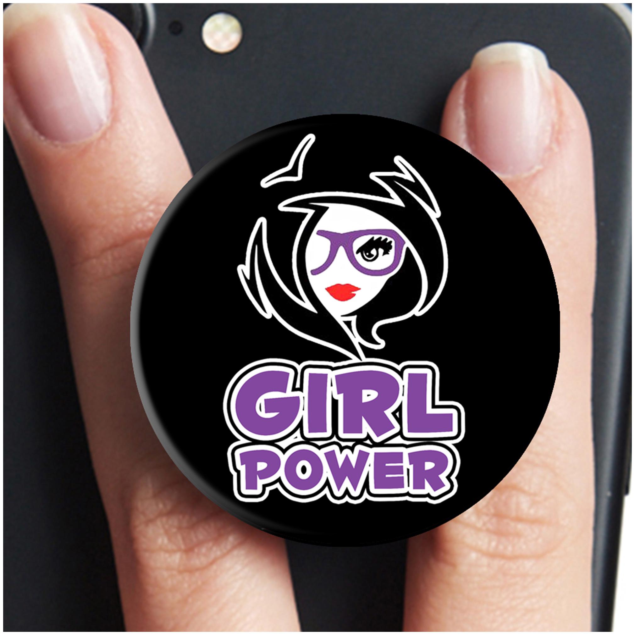 

VCR Girl Power Mobile Pop Up Holder for Your Phone Tablet Mobile Stand Holder Phone Grip Holder Black Colour Holder