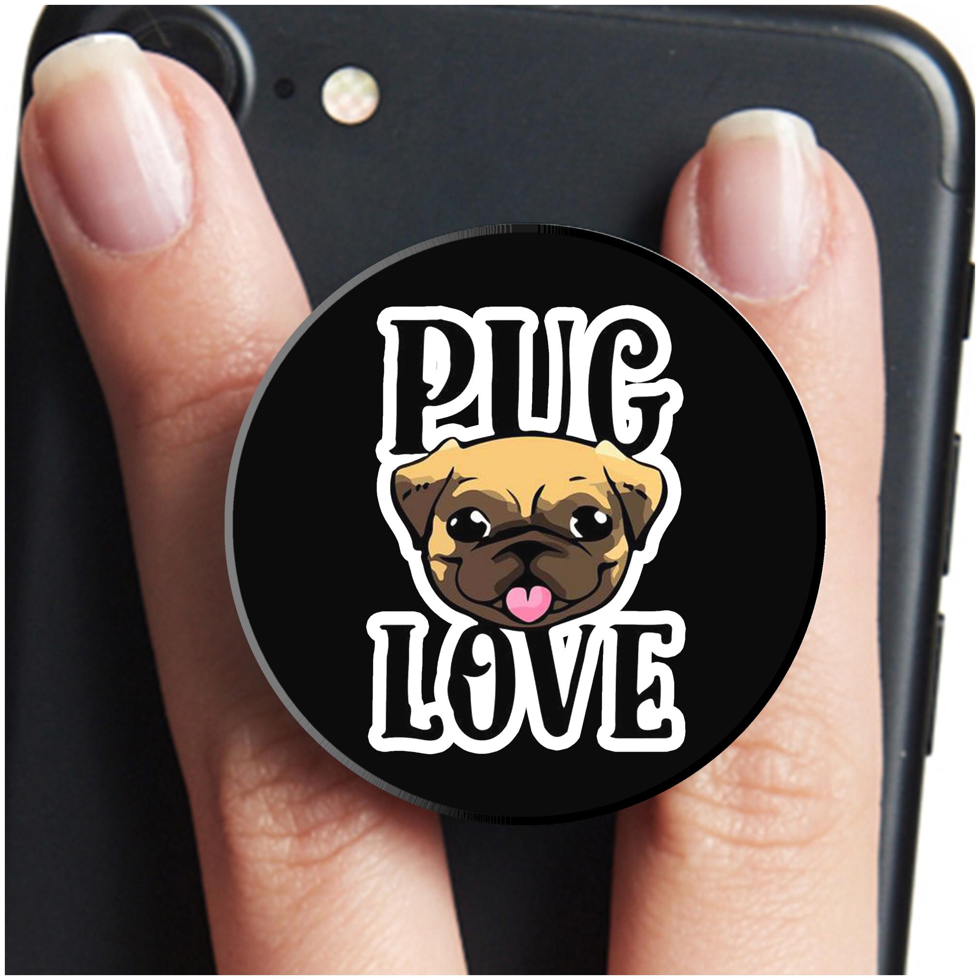 

VCR Pug Love Mobile Pop Up Holder for Your Phone Tablet Mobile Stand Holder Phone Grip Holder Black Colour Holder