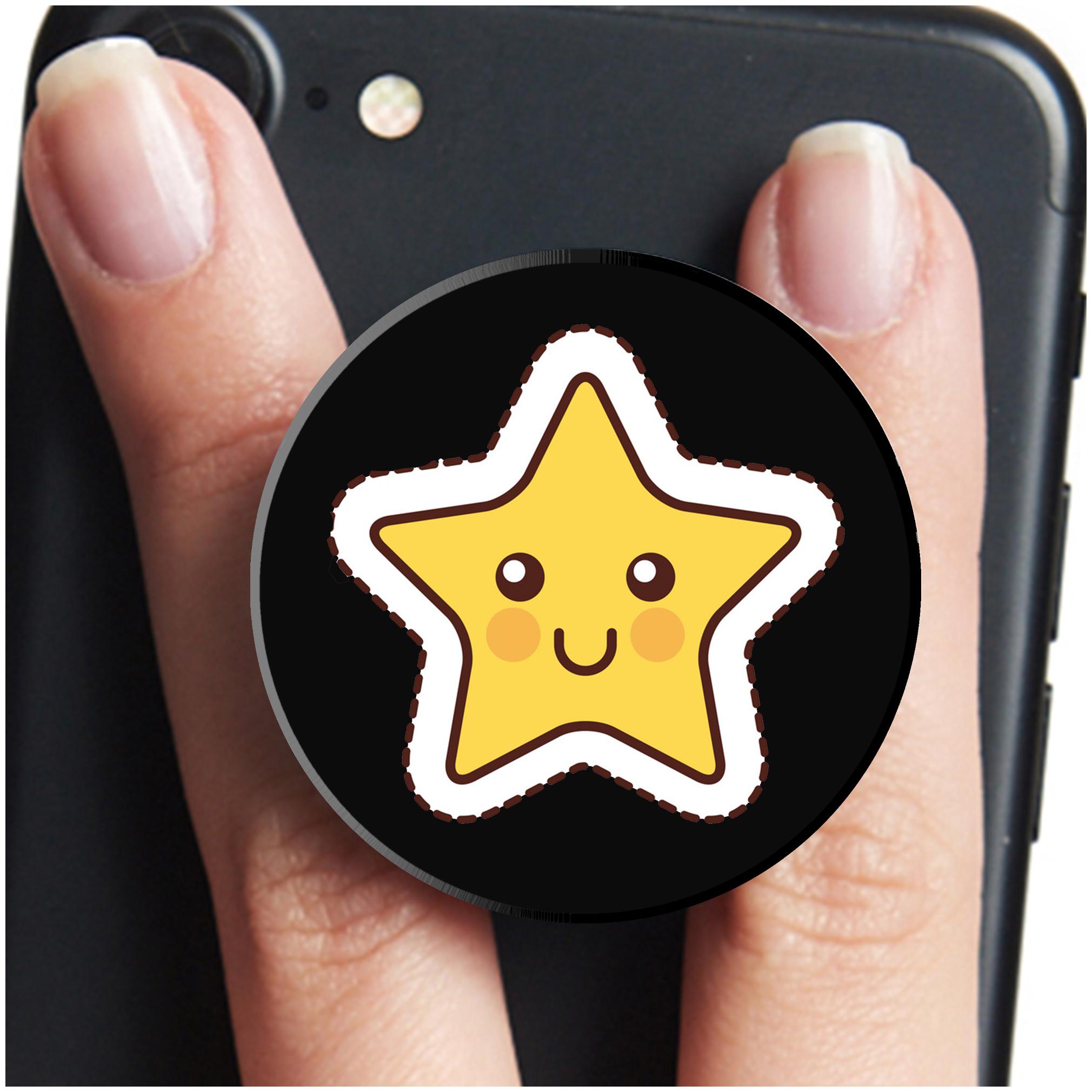 

VCR Smiling Star Mobile Pop Up Holder for Your Phone Tablet Mobile Stand Holder Phone Grip Holder Black Colour Holder