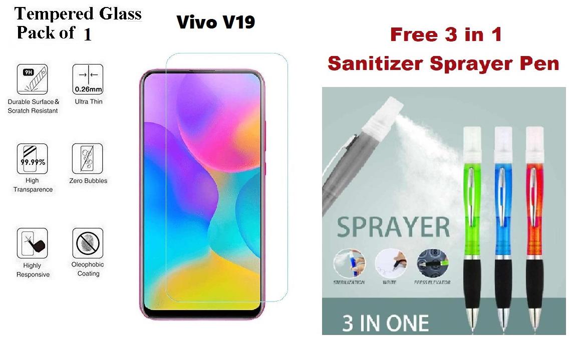 

Vivo V19 Tempered Glass (Free 3 in 1 Sanitizer Sprayer Pen)