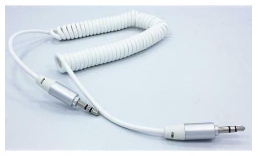 

WHITE COILED AUX CABLE CAR STEREO WIRE AUDIO SPEAKER CORD for PHONE TABLETS