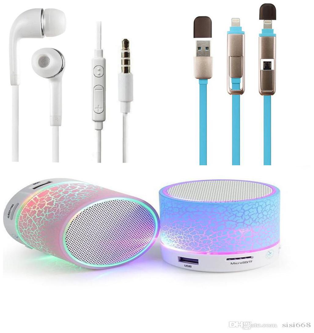 

WIRED HANDFREE WITH INLINE REMOTE WITH 2 IN ONE DATA CABLE FOR APPLE ANDROID WITH S10 BLUETOOTH SPEAKER