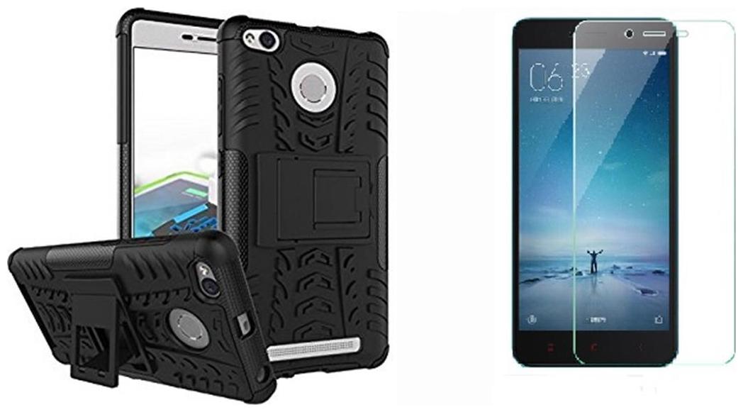 

Xiaomi Mi 3s prime back cover Defender case with tempered glass