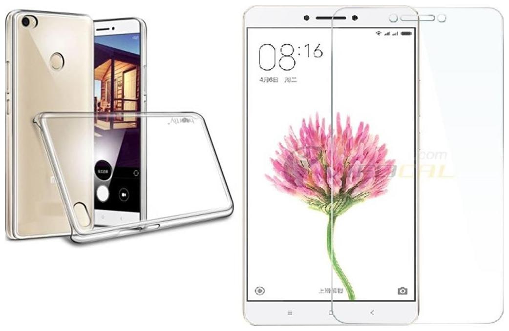 

Xiaomi Mi Max Transparent Hard back cover with tempered glass