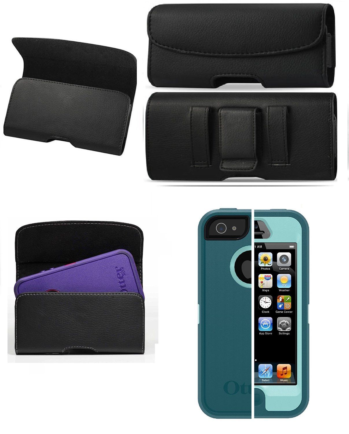 

XL Leather Belt Clip Holster For Samsung Galaxy iPhone Fit Otterbox on Phone