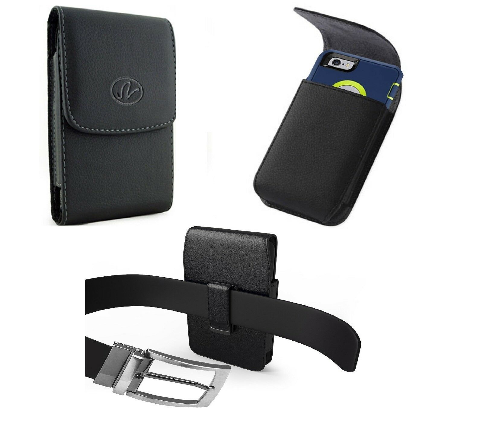 

XL Vertical Leather Belt Clip Pouch Holster For iPhone Samsung ZTE Motorola HTC