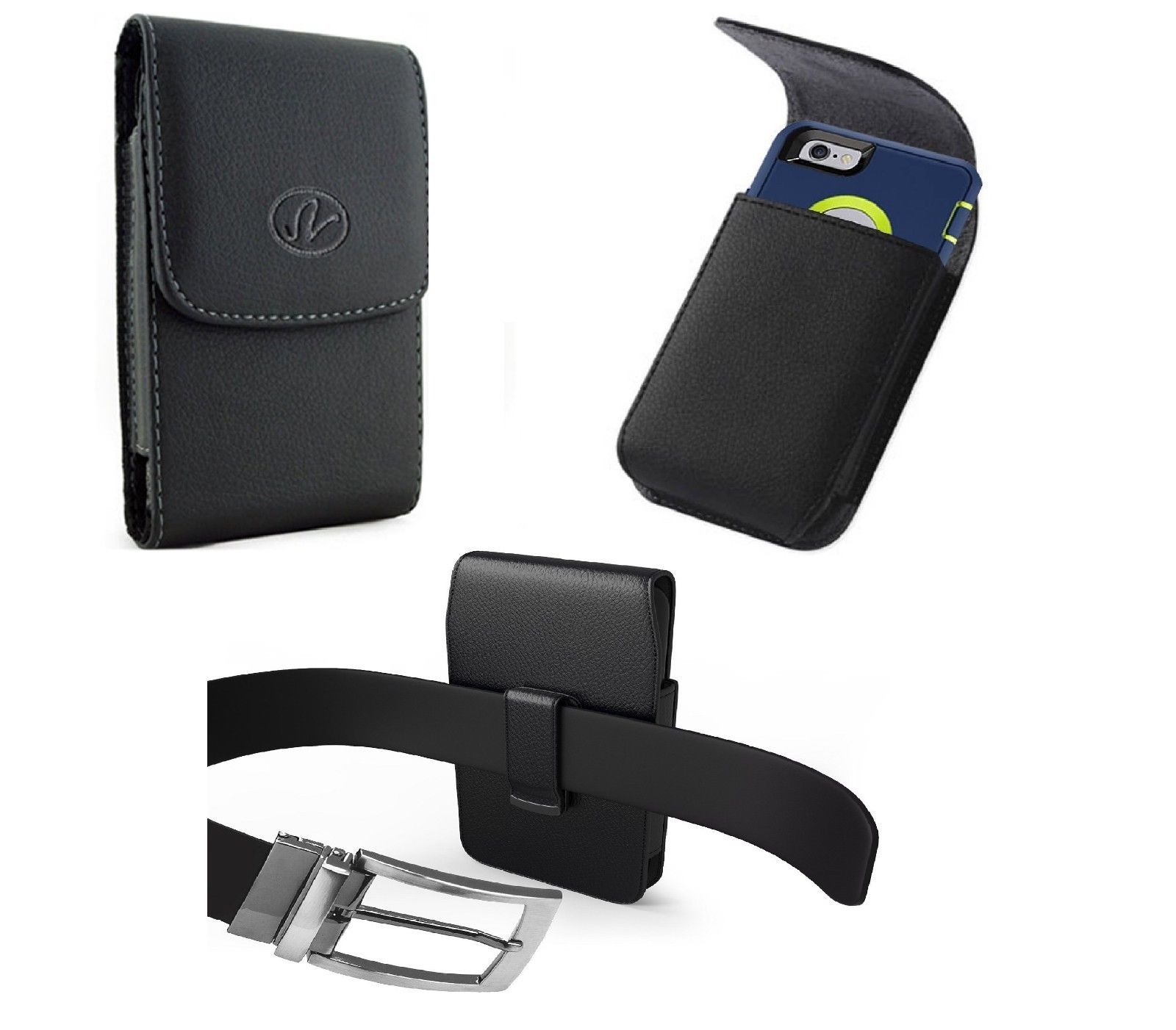

XL Vertical Leather Belt Clip Pouch Holster For iPhone Samsung ZTE Motorola HTC