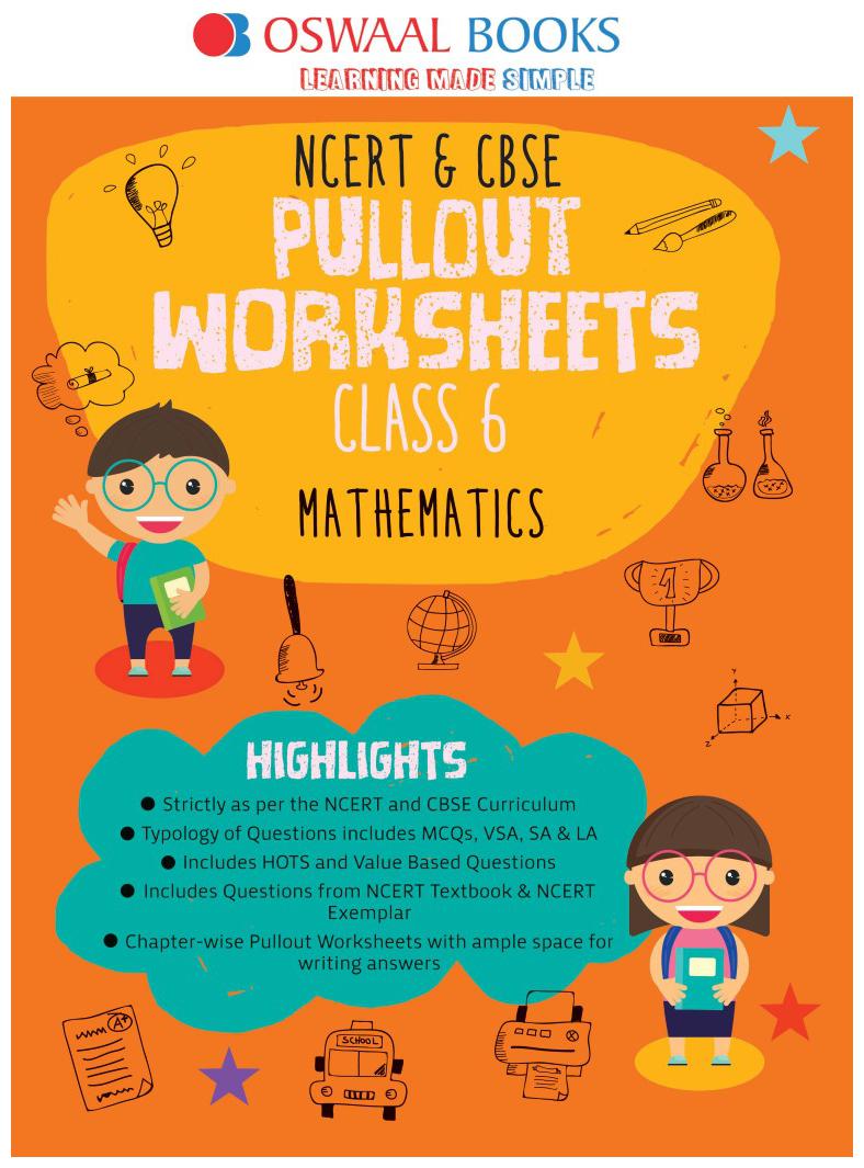 

Oswaal NCERT CBSE Pullout Worksheets Class 6 Maths (For March 2020 Exam)