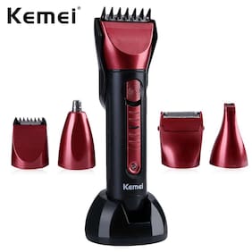 Kemei KM - 8058 Professional Washable Multi-functional Electric Hair Clipper Shaver with Scissors Comb Awls