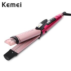 Kemei KM-8833 2 in 1 Anion Steaming Hair Straightner Curler Styling Tool EU Plug