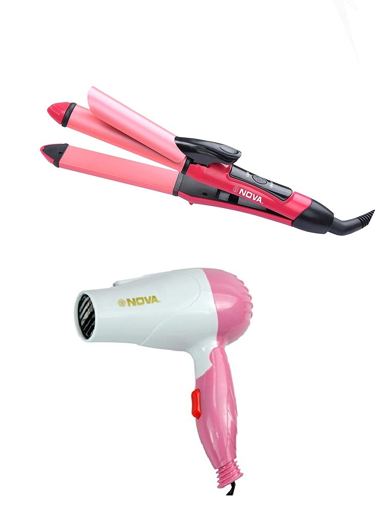 

Nova HAIR STRAIGHTNER CURLER DRYER 5 W Hair Dryer ( Pink White )