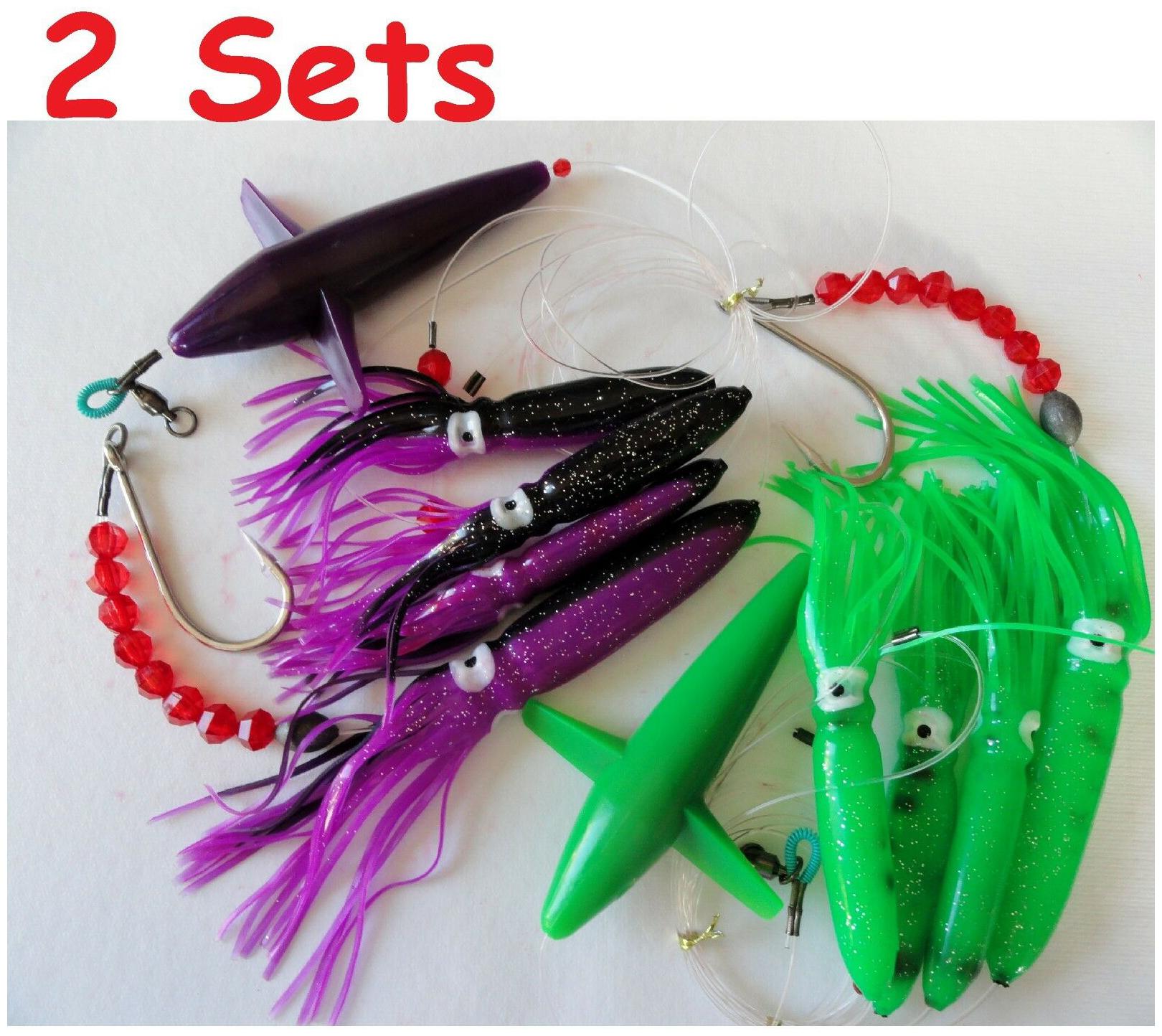 Squid Daisy Chain Bait Rig Bird Trolling Lure squid Tuna Purple