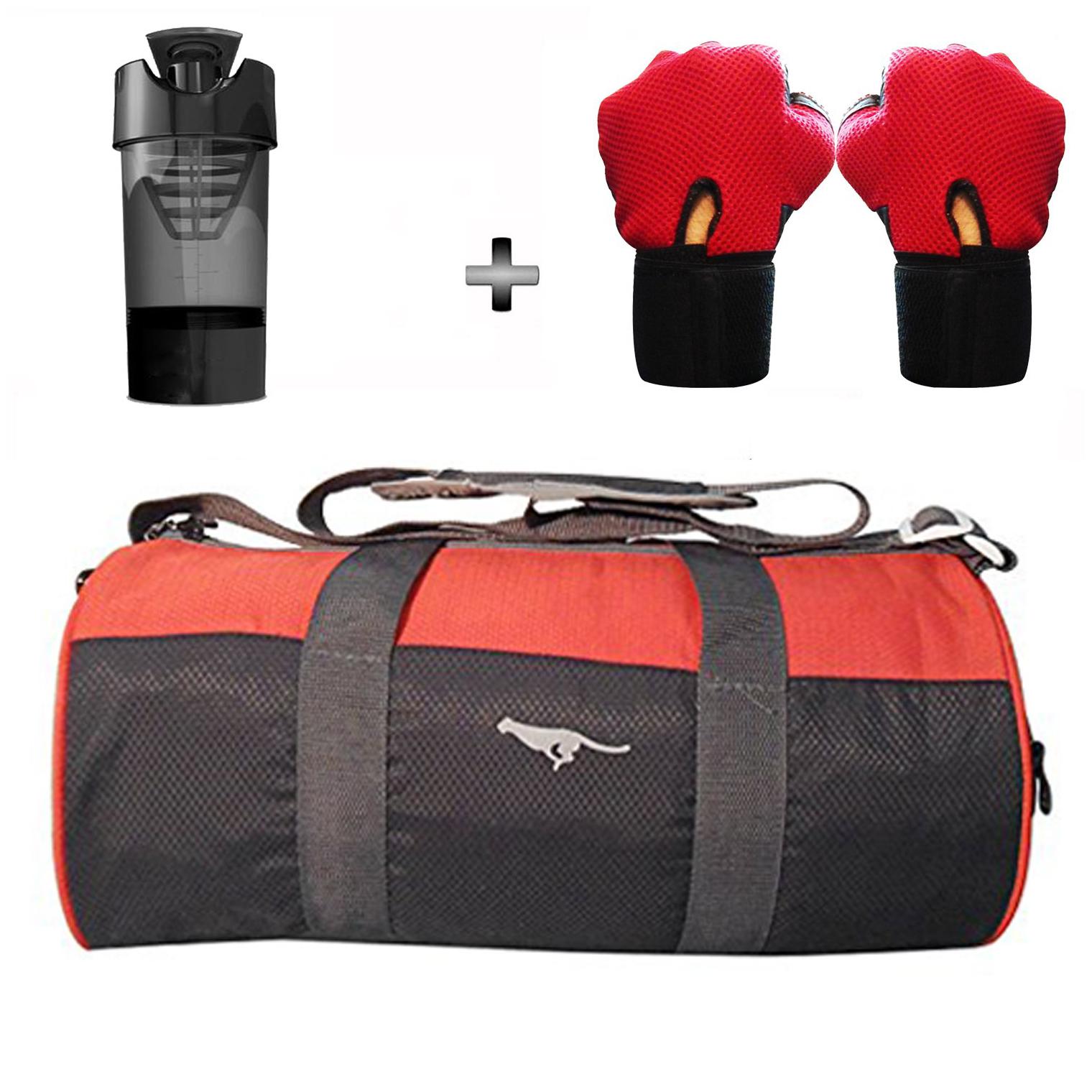 

5 O CLOCK SPORTS Gym Bag Combo Set Enclosed With Polyster Gym Bag With Shoe Compartment For Men and Women For Fitness - Red Color