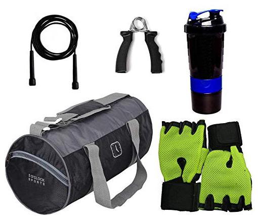 

5 O CLOCK SPORTS Gym Bag Combo Set Enclosed With Shoe Compartment Polyster Gym Bag For Men For Fitness - Grey Color