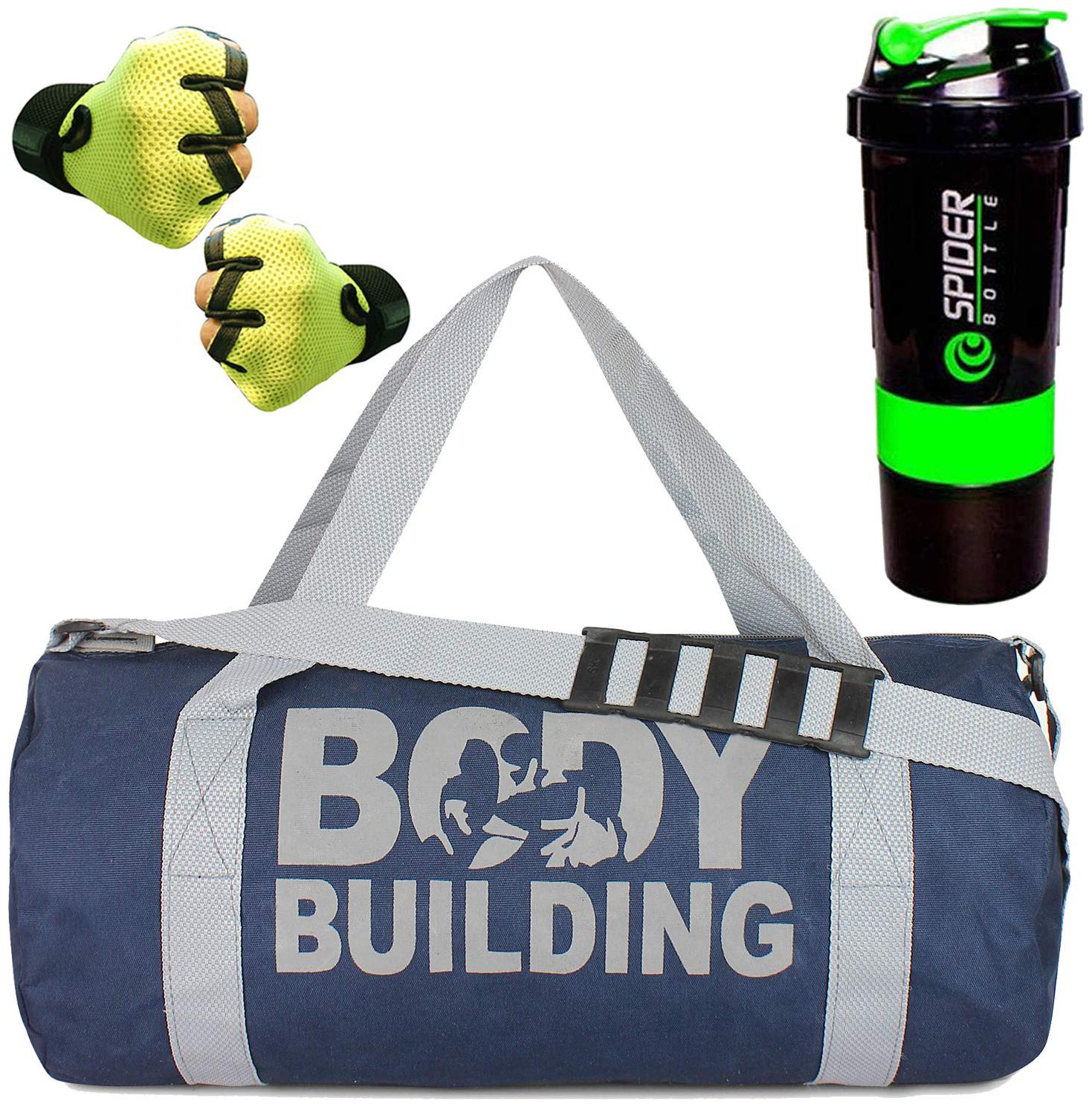

5 O CLOCK SPORTS Version Sports Combo of Body Building Gym Bag Gloves and Shaker Gym Fitness Kit Combo Gym Accessories Gym Kit for Men and Women