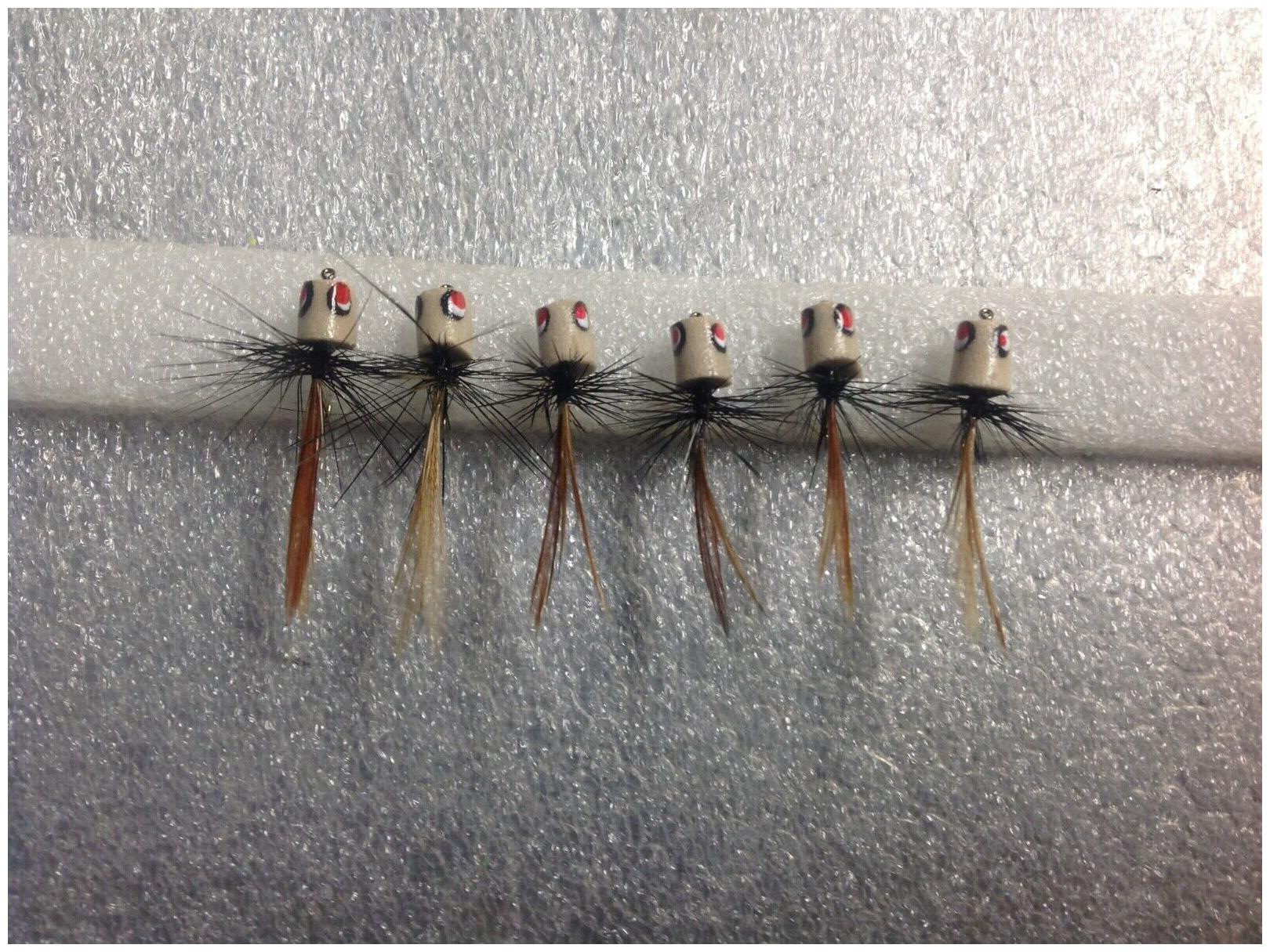 6 Fly fishing spiders flies Ice jigs assortment # 10 hooks panfish bluegill
