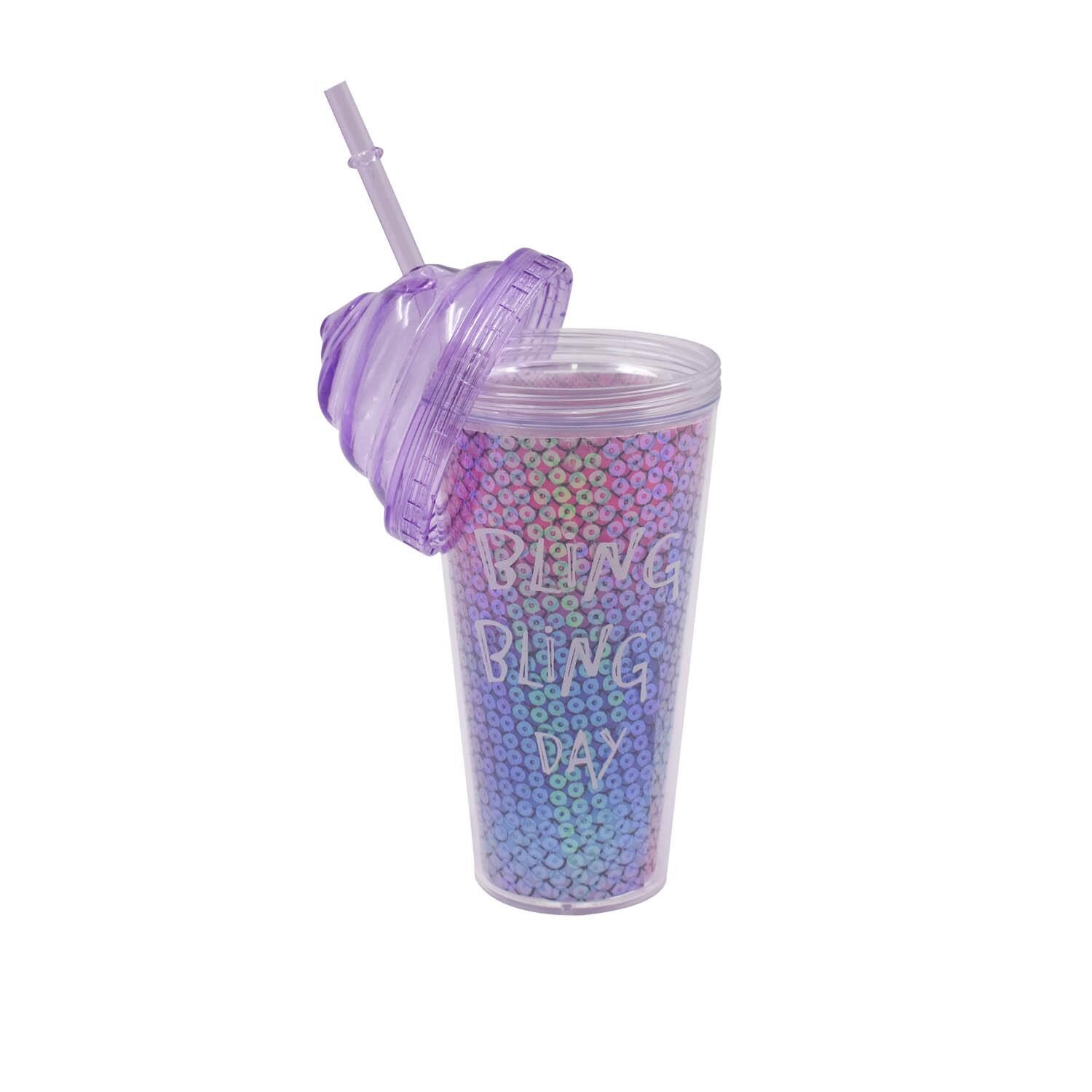 

Acrylic Sipper BLING BLING DAY Design With Straw - 500ml (4424-C)