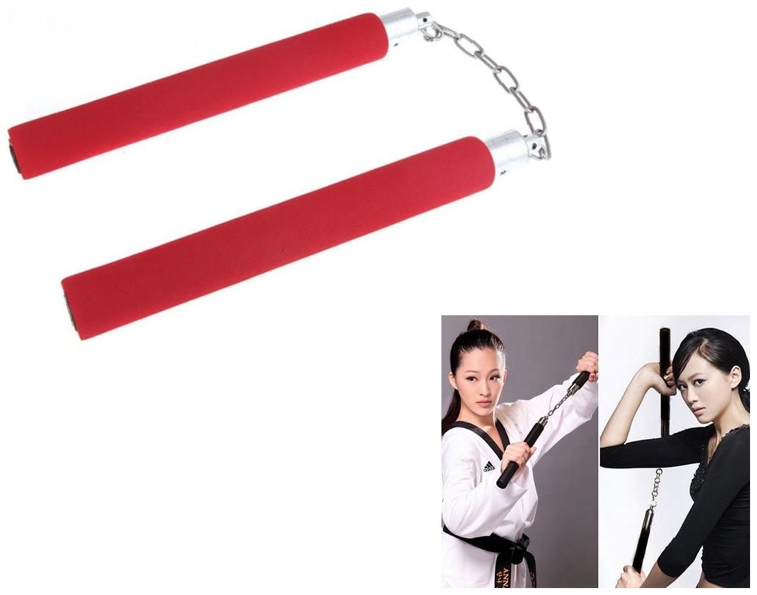

Aryshaa Nunchaku Martial Arts Rubber Grip Nunchucks with Stainless Steel Chain for Training Euipment Fitness Nunchakus