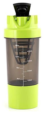 

Aryshaa Protein Shaker Gym Glucose Bottle Shaker with Blending Ball Pill Container 500 ml Assorted (Pack of 1)