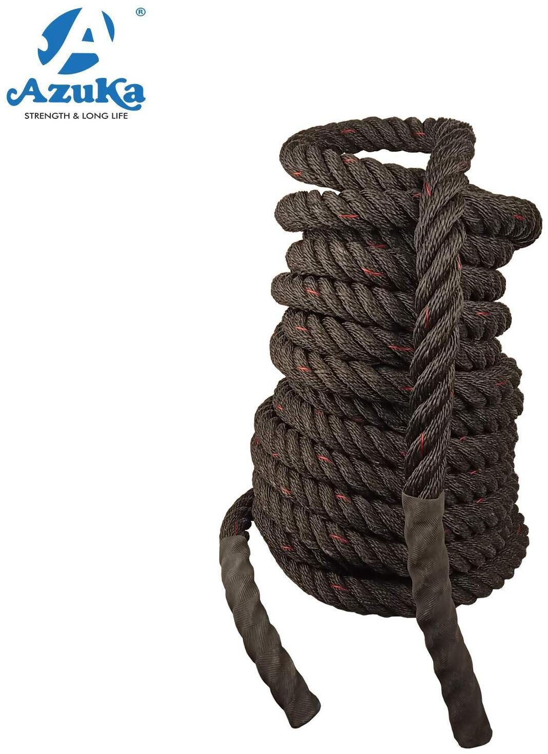

AZUKA Ultimate Fitness Strength Training Battle Rope1 5inch 40ft (Black) Free Surprise Poster Inside
