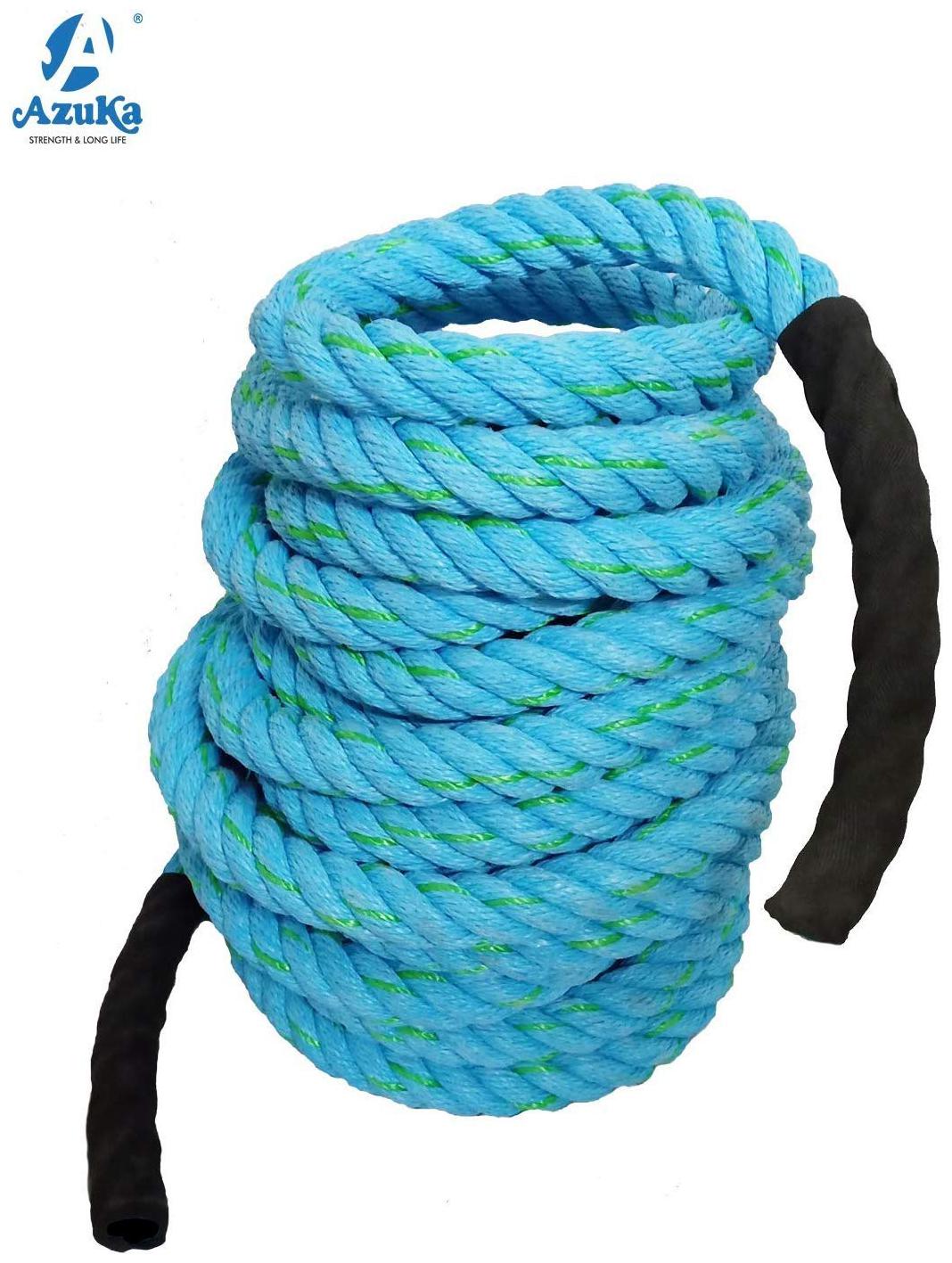 

AZUKA Ultimate Fitness Strength Training Battle Rope1 5inch 40ft (Ocean blue) Free Surprise Poster Inside