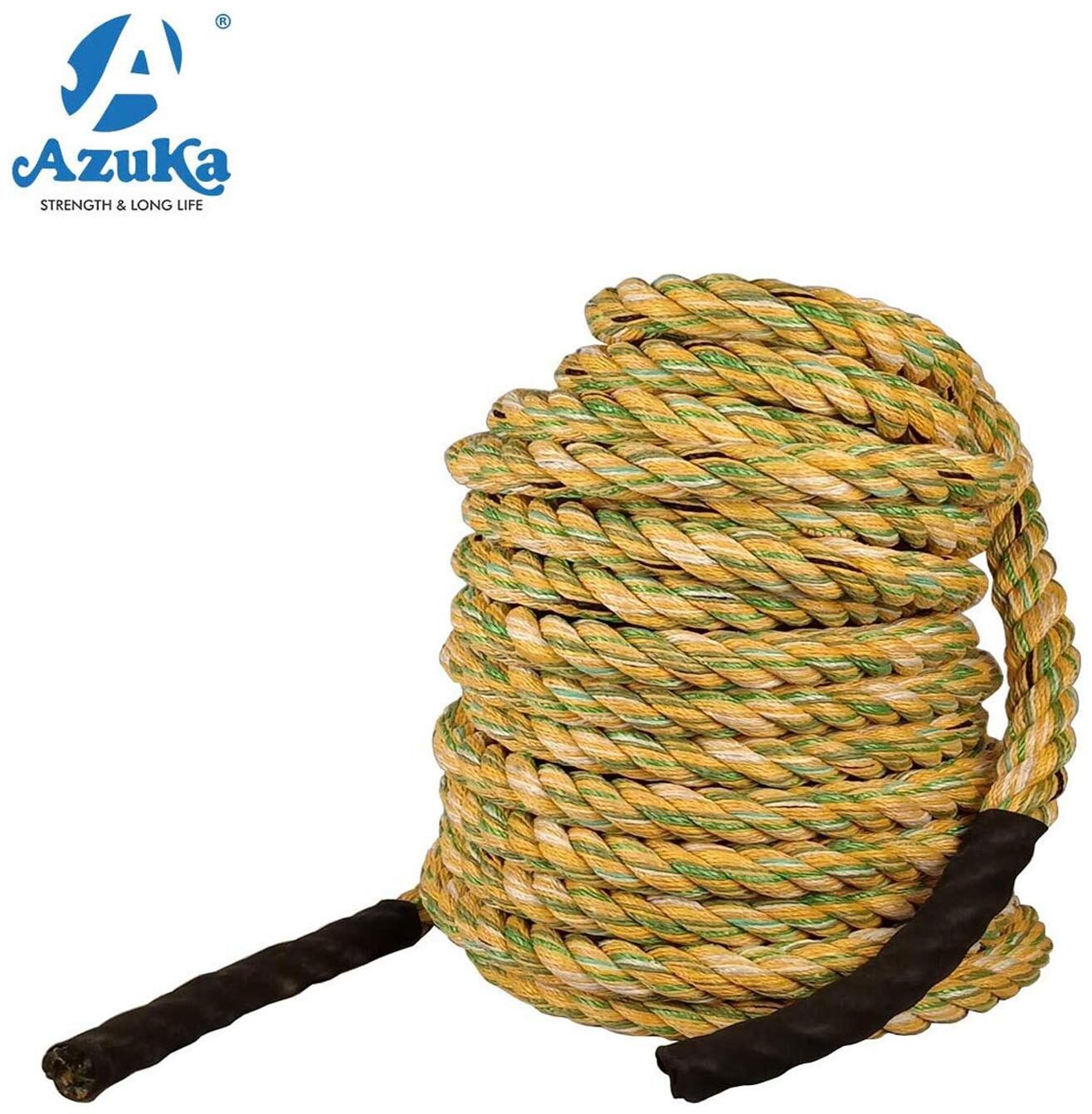 

AZUKA Ultimate Fitness Strength Training Battle Rope1 5inch 50ft (Yellow) Free Surprise Poster Inside