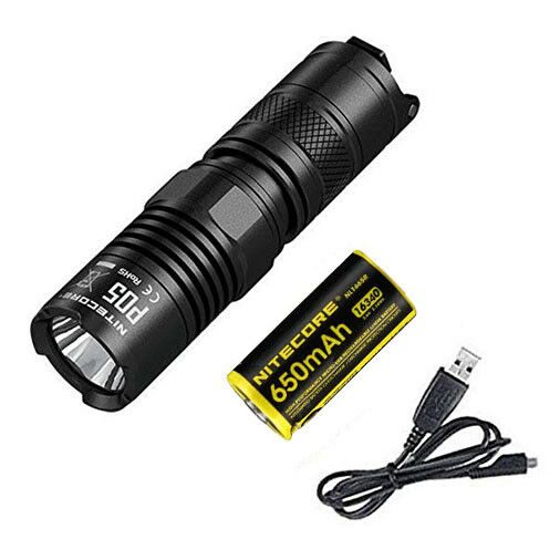 

Bundle Nitecore P05 Black 460 Lumen w Nitecore NL1665R Battery Free USB Cable