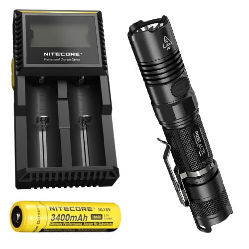

Bundle Nitecore P12GT Flashlight CREE XP-L HI V3 LED -1000Lm w NL189 D2